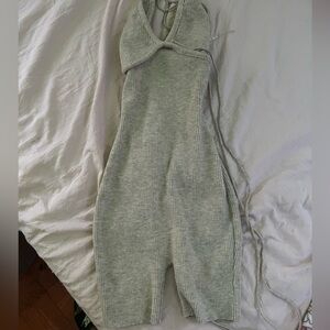 Beige Striped Sleeveless Romper (picture in black/gray is just for example)